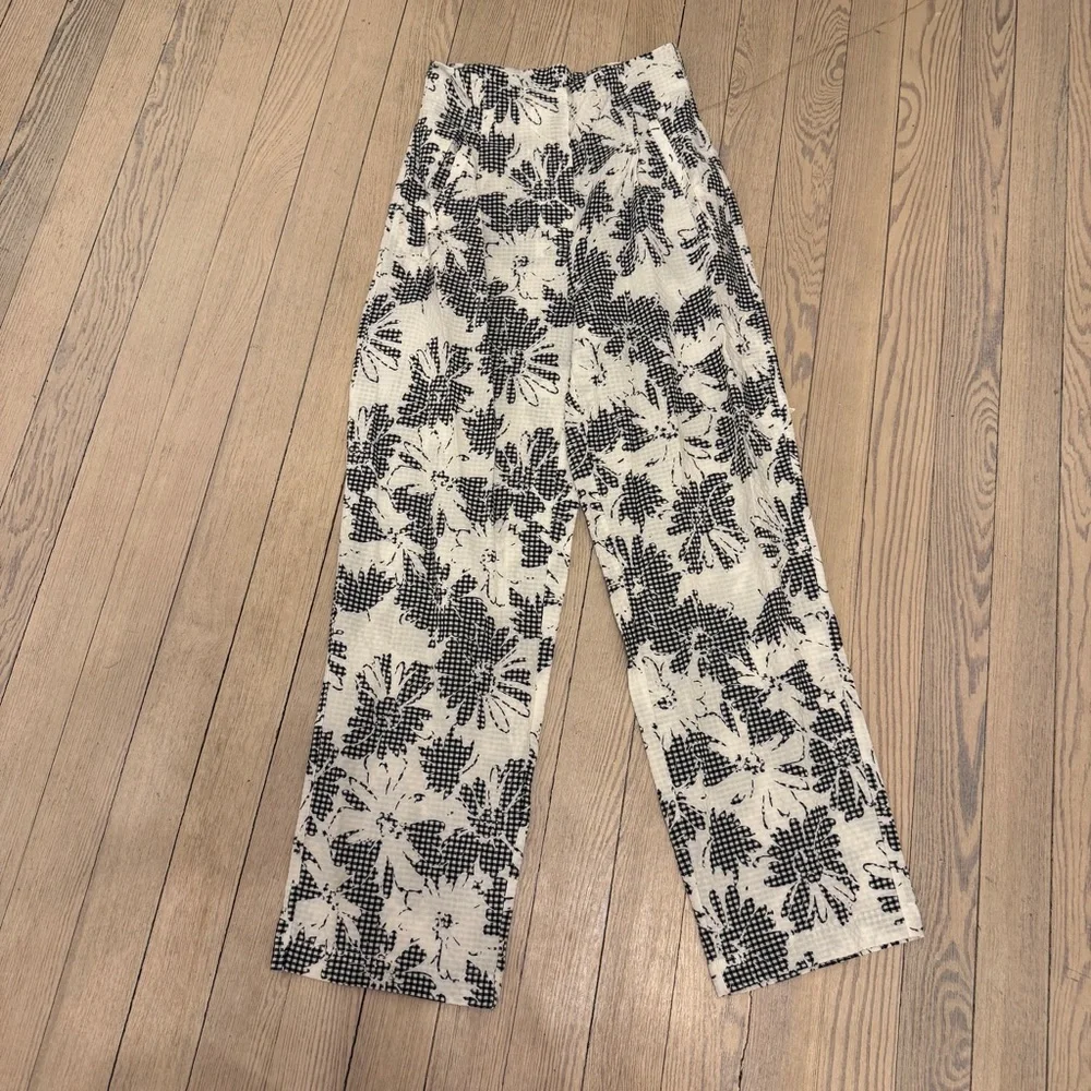 FREE PEOPLE Womens Black & White Hampton Front Tie Top & Crop Pants Matching Set